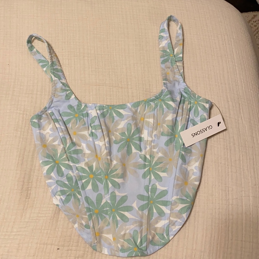 NWT Glassons Daisy Tie Back Corset Top